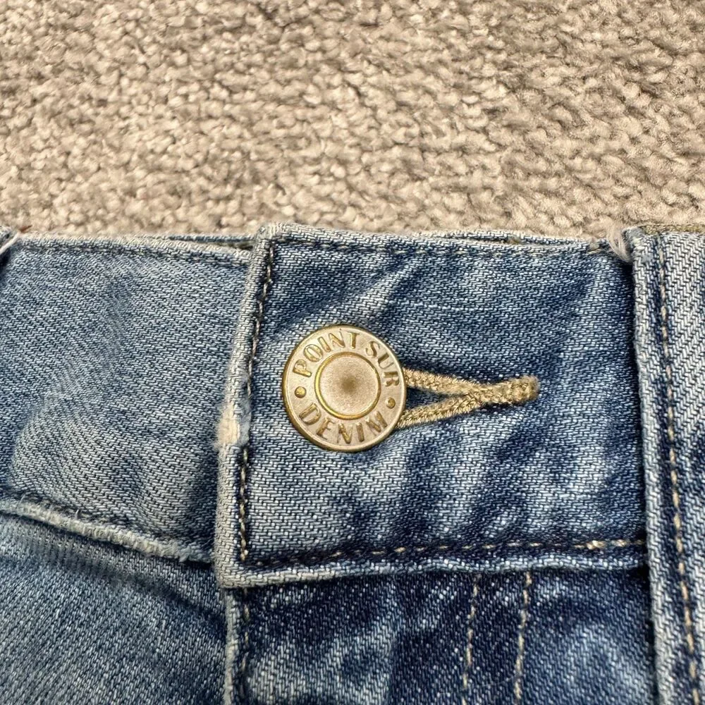 J.Crew Point Sur Slim Boy Straight High Rise Denim Jeans Womens 24 Blue Raw Hem